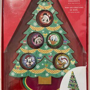 Disney Mini Christmas Tree Ornaments With Tree Display  Decor Hallmark New